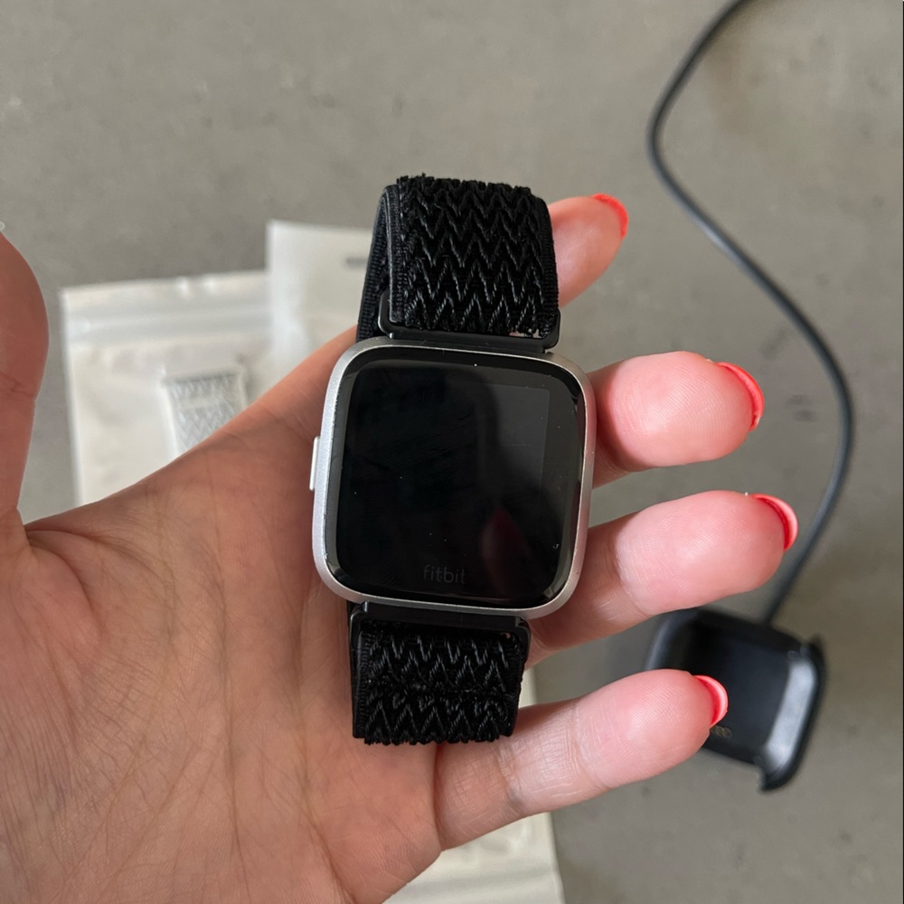 fitbit Black and Silver Smartwatch with Woven Band
